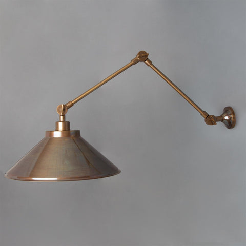 Rio Adjustable Industrial Wall Light Wall Light Mullan Lighting Antique Brass