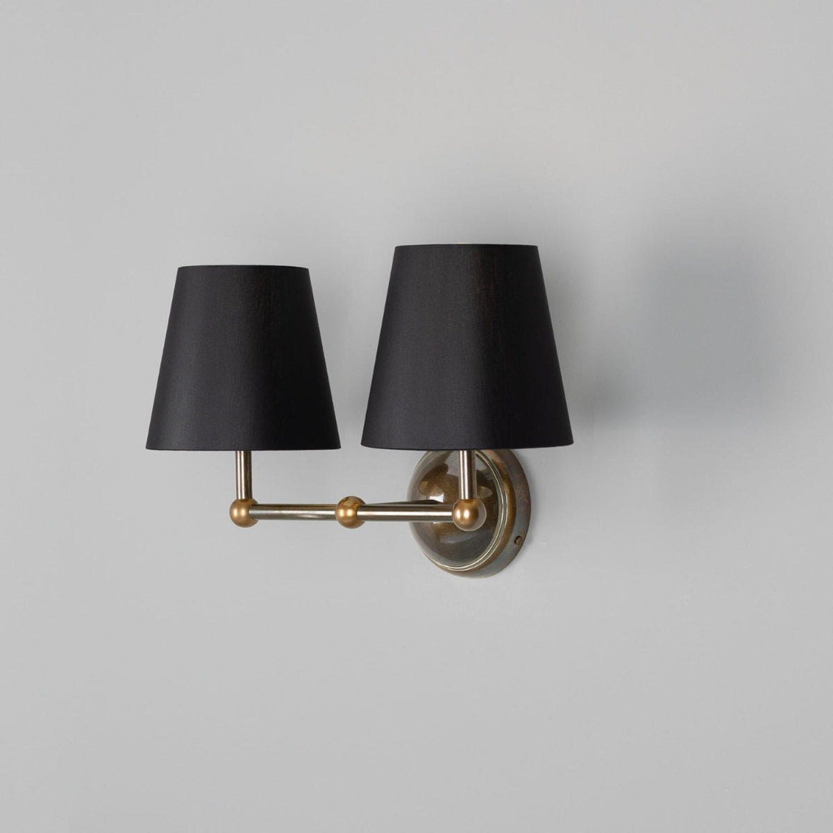 Busan Modern Brass Double Wall Light Sconce Mullan Lighting Antique Brass