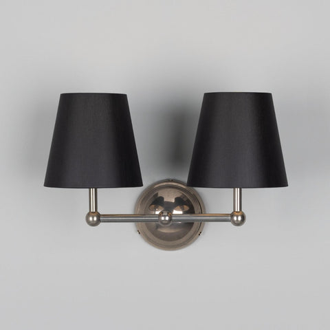 Busan Modern Brass Double Wall Light Sconce Mullan Lighting Antique Silver