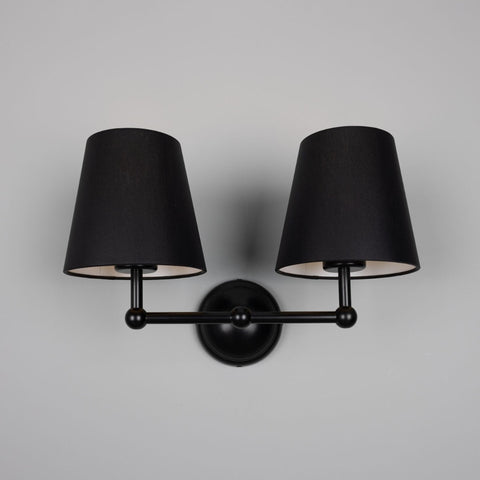 Busan Modern Brass Double Wall Light Sconce Mullan Lighting Powder-Coated Matte Black