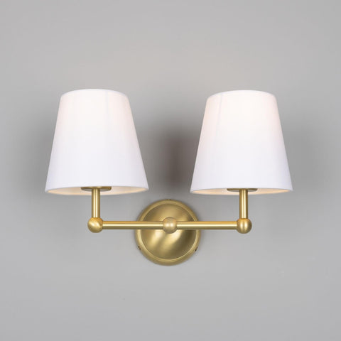 Busan Modern Brass Double Wall Light Sconce Mullan Lighting Satin Brass