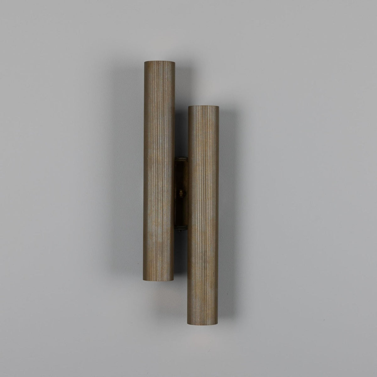 Royce Modern Reeded  Double Wall Light Wall Sconce Mullan Lighting Antique Brass  