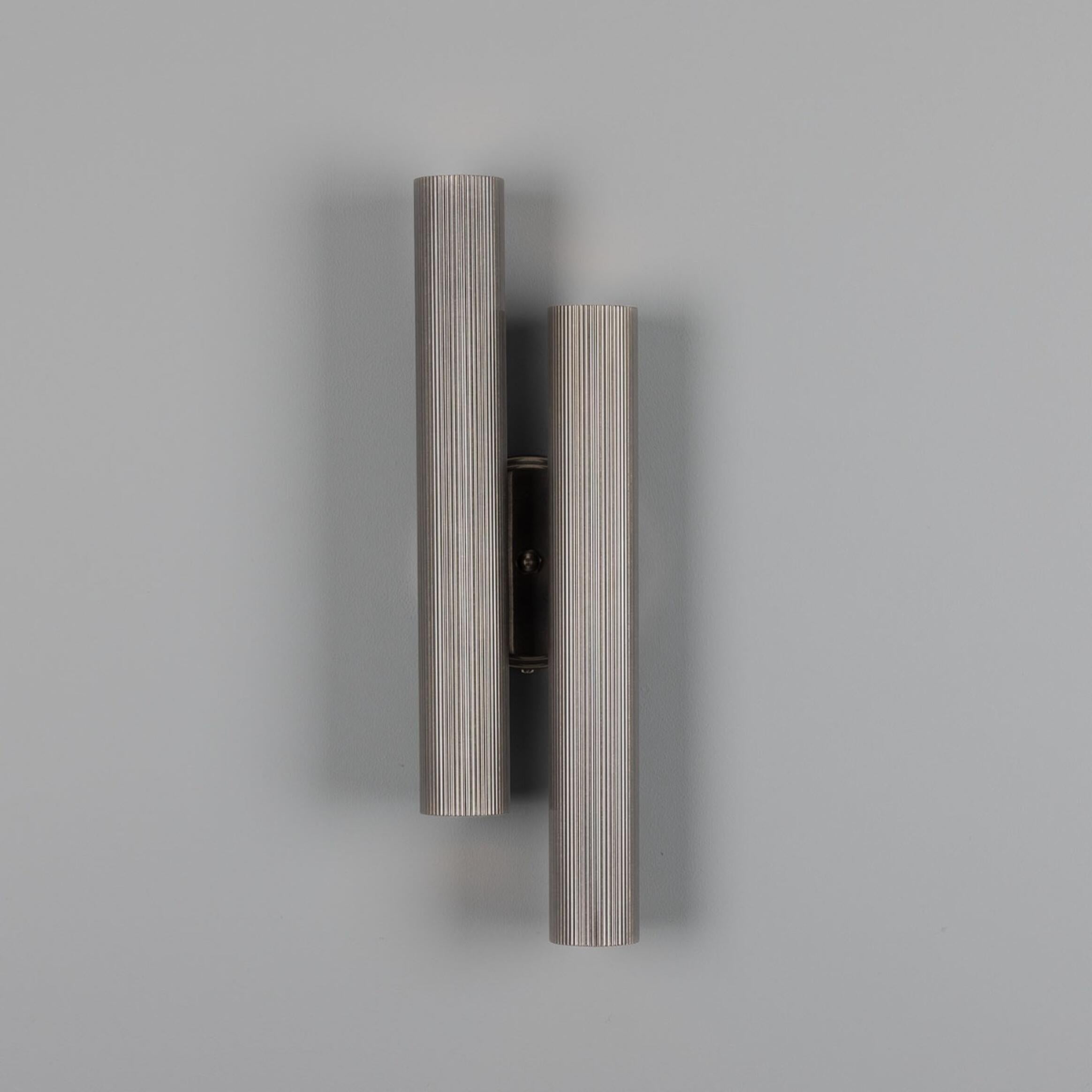 Royce Modern Reeded  Double Wall Light Wall Sconce Mullan Lighting Antique Silver  