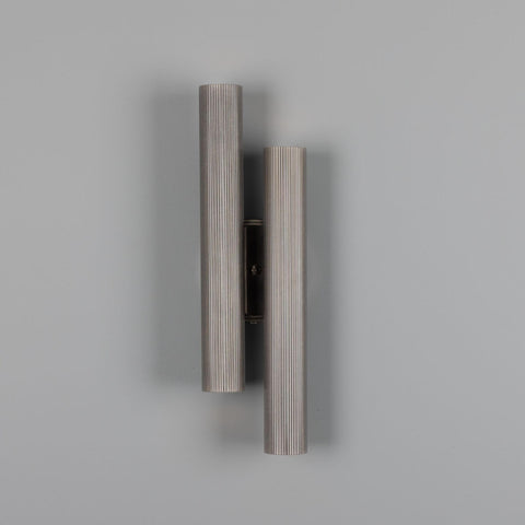 Royce Modern Reeded  Double Wall Light Wall Sconce Mullan Lighting Antique Silver  