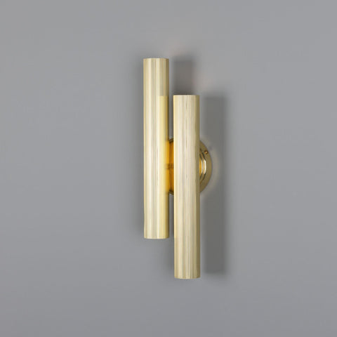 Royce Modern Reeded  Double Wall Light Wall Sconce Mullan Lighting   