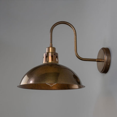 Paris Industrial Brass Swan Neck Wall Light Wall Sconce Mullan Lighting   