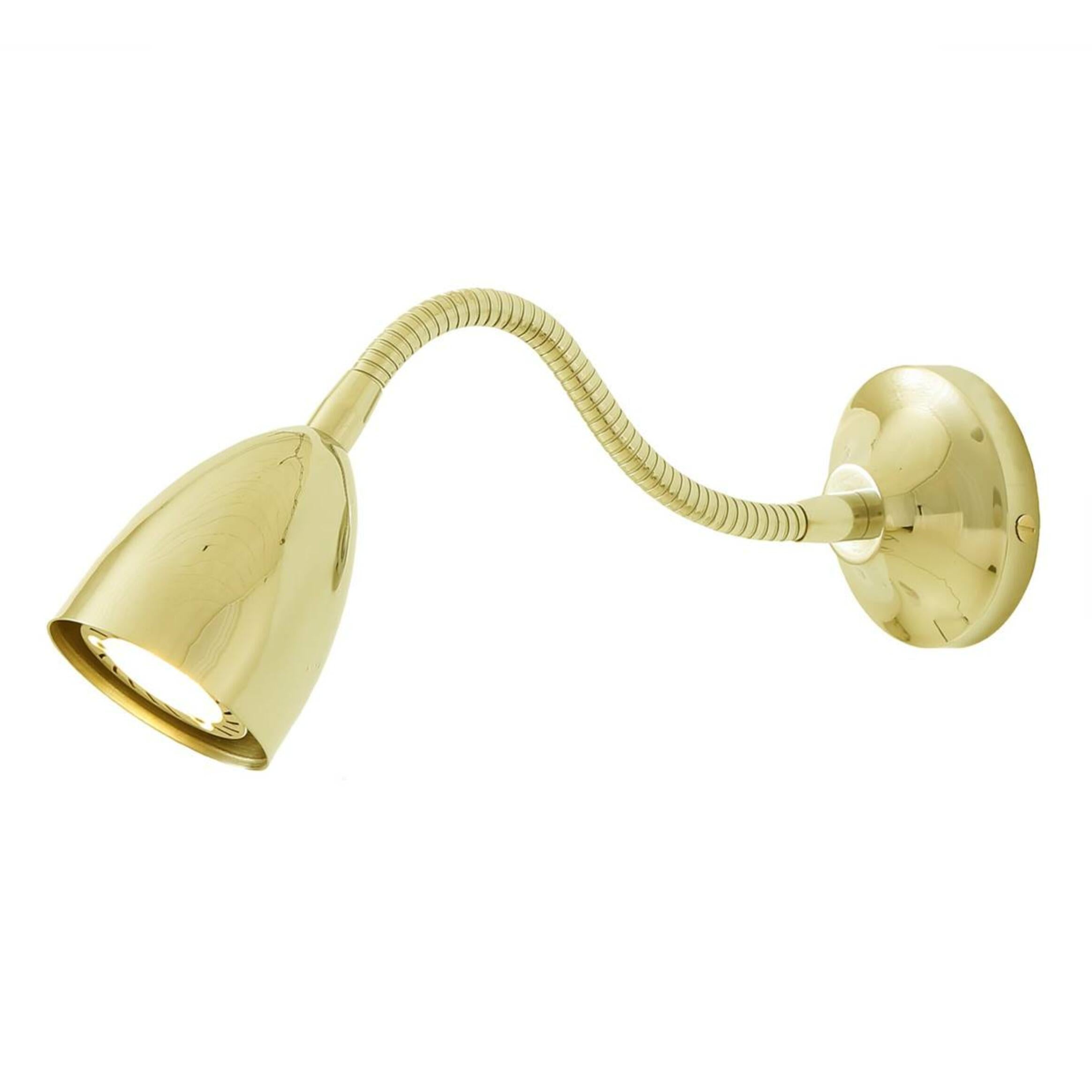 Sydney Loft Wall Light with Flexible Gooseneck Arm Wall Sconce Mullan Lighting Polished Brass  